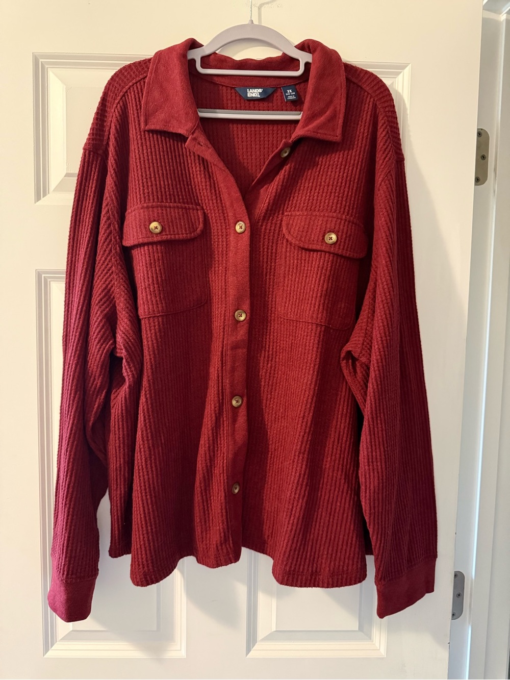 Lands' End Waffle Knot Button-Front Shacket